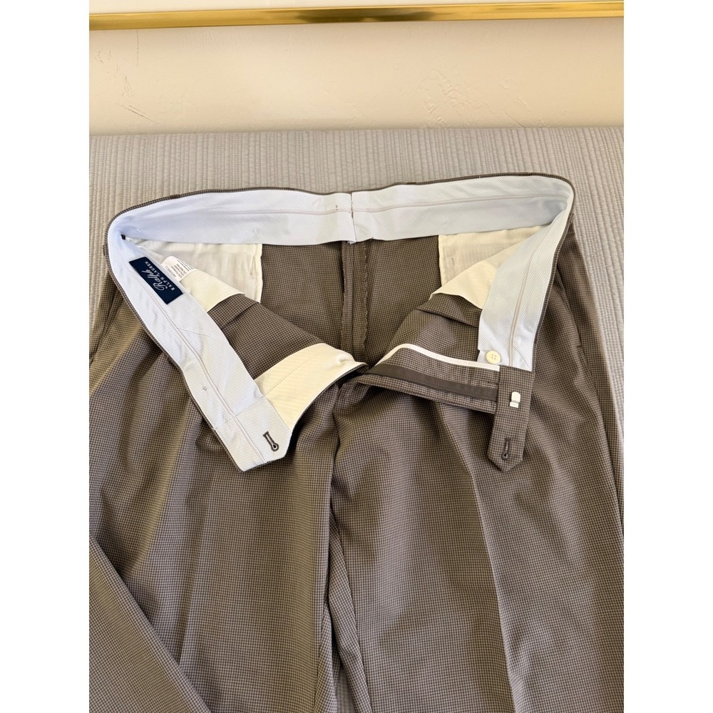 Ralph Lauren Mens Size 38/30 Brown Houndstooth Pleated Cuffed Dress Pants Slacks - Picture 6 of 16